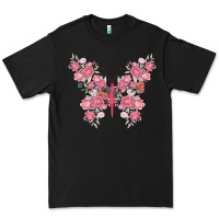 Black floral butterfly Premium Tee - MaliasSmallBusiness