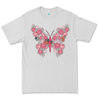 Dove Grey floral butterfly Premium Tee - MaliasSmallBusiness