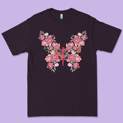 Floral Butterfly Premium Tee Designed By Maliassmallbusiness