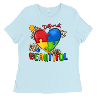 Baby Blue different is beautiful autism Ladies Tee - MaliasSmallBusiness