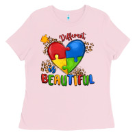 Bubblegum Pink different is beautiful autism Ladies Tee - MaliasSmallBusiness
