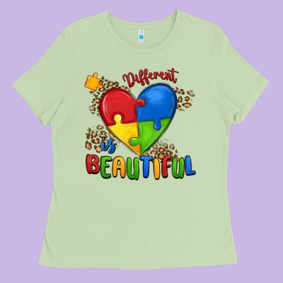 Different Is Beautiful Autism Ladies Tee Designed By Maliassmallbusiness