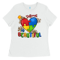 White different is beautiful autism Ladies Tee - MaliasSmallBusiness