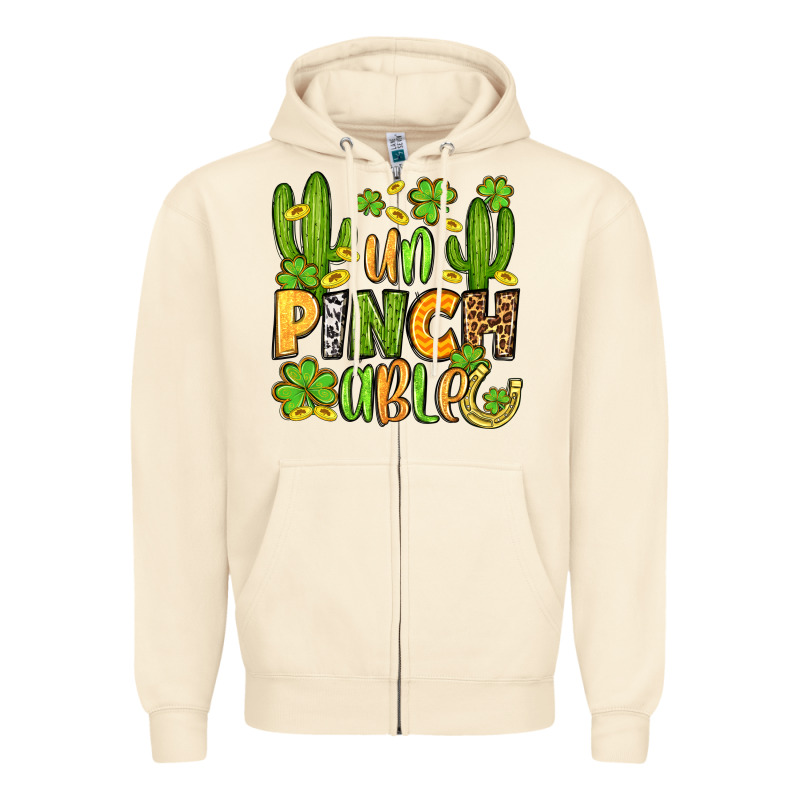 Un Pinch Able  St. Patrick's Day Zipper Hoodie by OliviaCreatesArt | Teevron