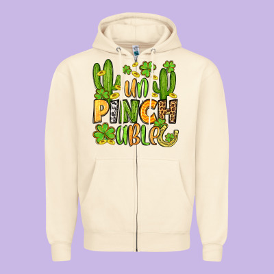Un Pinch Able  St. Patrick's Day Zipper Hoodie Designed By Oliviacreatesart