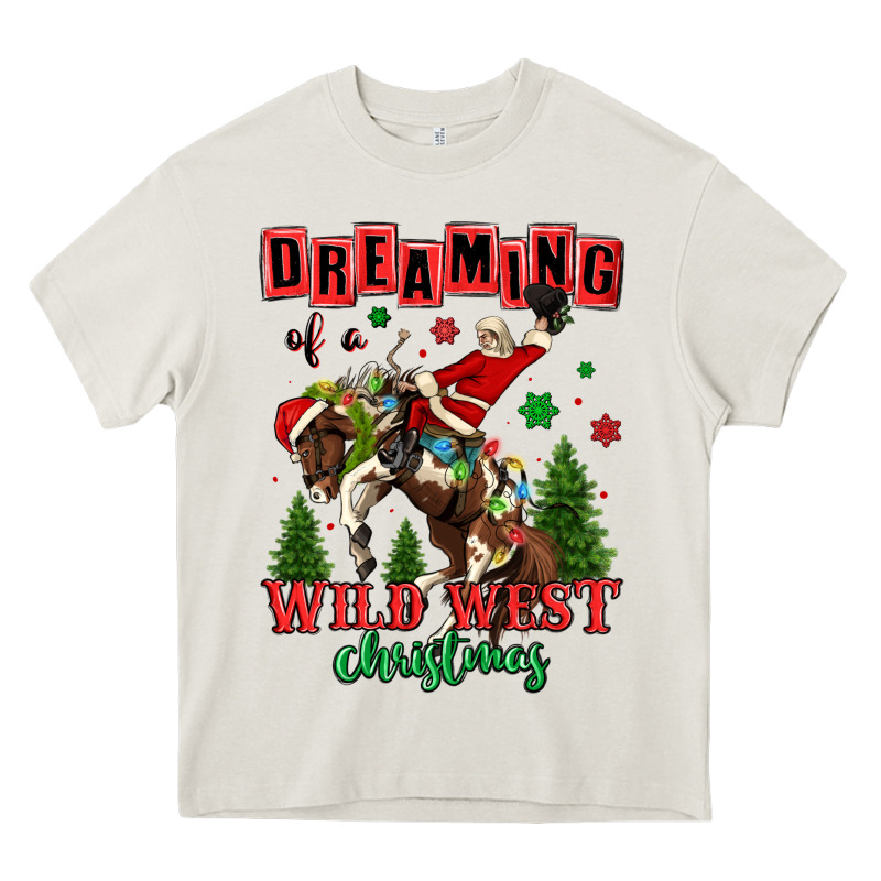 Dreaming Of A Wild West Christmas Cowboy Santa Heavy Core Tee by MaliasSmallBusiness | Teevron