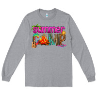 Heather Grey summer camp Long Sleeve Tee - NancyCooperArtShop