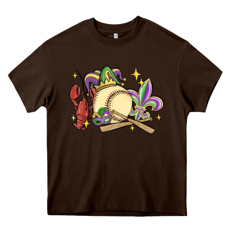 Mardi Gras Baseball Heavy Core Tee by MaliasSmallBusiness | Teevron