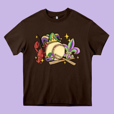 Mardi Gras Baseball Heavy Core Tee Designed By Maliassmallbusiness
