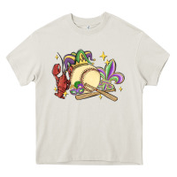 Cream mardi gras baseball Heavy Core Tee - MaliasSmallBusiness