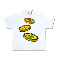 White louisiana coins Urban Heavy Tee - BarkalooDesign