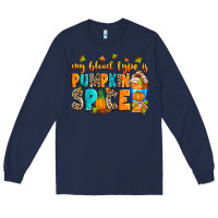 Navy My blood type is pumpkin spice Long Sleeve Tee - RanaPortraitStore