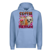Colony Blue Coffee is my Valentine skull Premium Hoodie - FaDigitalArtStudio