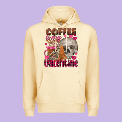 Coffee Is My Valentine Skull Premium Hoodie Designed By Fadigitalartstudio