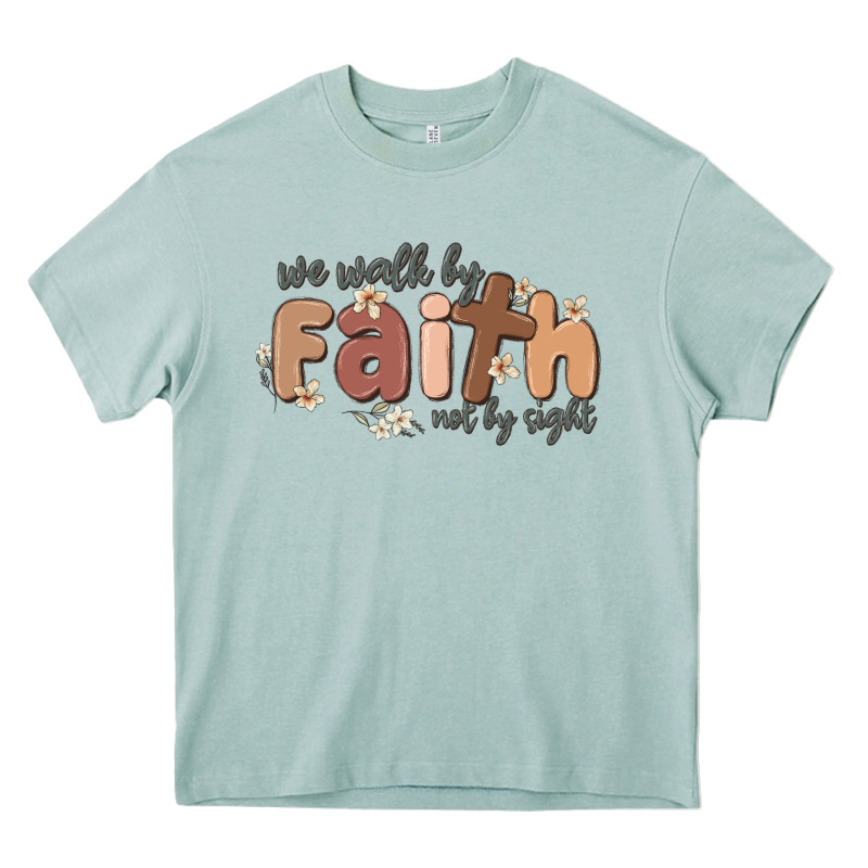 We Walk By Faith Not By Sight Heavy Core Tee by MaliasSmallBusiness | Teevron