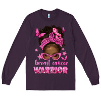 Plum afro messy bun breast cancer warrior Long Sleeve Tee - texasbilliewilder