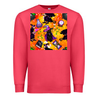 Cardinal halloween cat and witch seamless pattern Premium Sweatshirt - BundleAndBundleShop