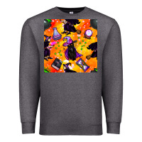 Charcoal Heather halloween cat and witch seamless pattern Premium Sweatshirt - BundleAndBundleShop