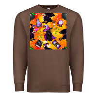 Chestnut halloween cat and witch seamless pattern Premium Sweatshirt - BundleAndBundleShop