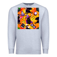 Heather Grey halloween cat and witch seamless pattern Premium Sweatshirt - BundleAndBundleShop