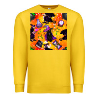 Lemon halloween cat and witch seamless pattern Premium Sweatshirt - BundleAndBundleShop