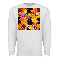 Oatmeal Heather halloween cat and witch seamless pattern Premium Sweatshirt - BundleAndBundleShop