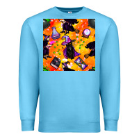 Ocean Blue halloween cat and witch seamless pattern Premium Sweatshirt - BundleAndBundleShop