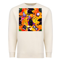 Sandshell halloween cat and witch seamless pattern Premium Sweatshirt - BundleAndBundleShop
