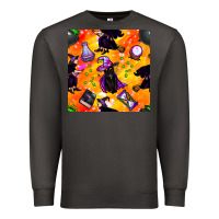Smoke halloween cat and witch seamless pattern Premium Sweatshirt - BundleAndBundleShop