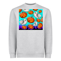 Heather Grey halloween pumpkins with ghosts Heavyweight Sweatshirt - TumblerDesignByShophia