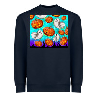Navy halloween pumpkins with ghosts Heavyweight Sweatshirt - TumblerDesignByShophia