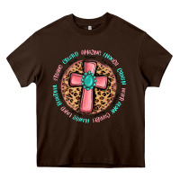 Chocolate Brown love myself cross Heavy Core Tee - MaliasSmallBusiness
