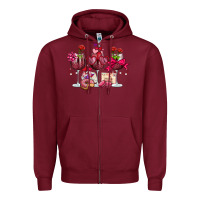 Burgundy valentine's day wine glasses Zipper Hoodie - OliviaCreatesArt