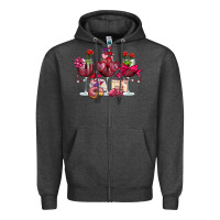 Charcoal Heather valentine's day wine glasses Zipper Hoodie - OliviaCreatesArt
