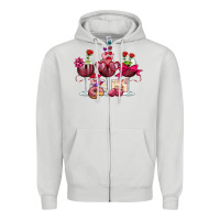Dove Grey valentine's day wine glasses Zipper Hoodie - OliviaCreatesArt