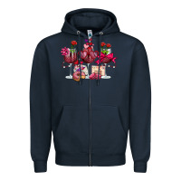 Navy valentine's day wine glasses Zipper Hoodie - OliviaCreatesArt