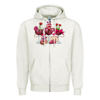 Oatmeal Heather valentine's day wine glasses Zipper Hoodie - OliviaCreatesArt