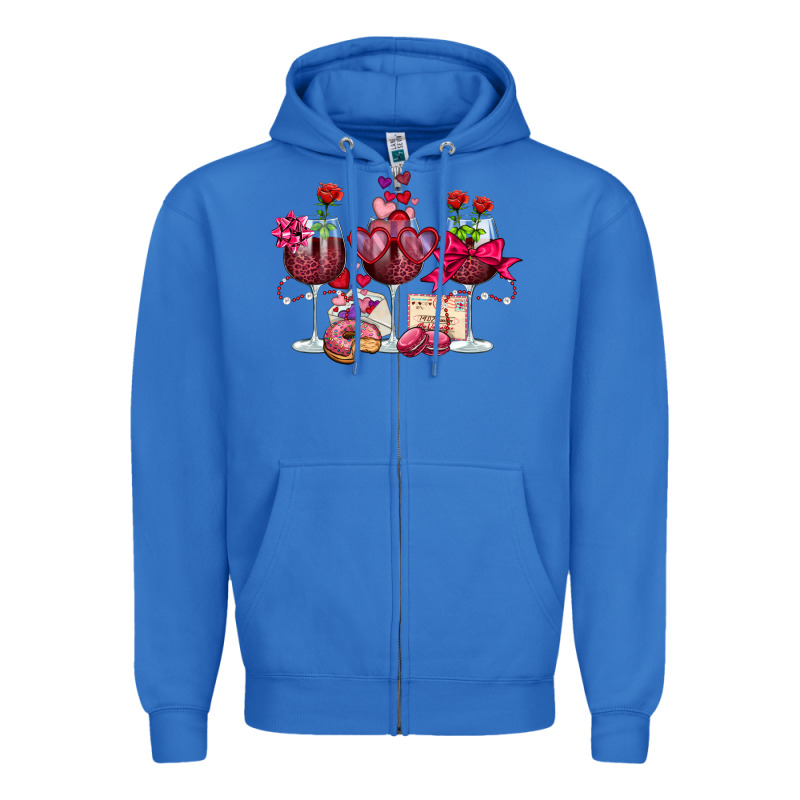 Valentine's Day Wine Glasses Zipper Hoodie by OliviaCreatesArt | Teevron
