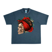 Midnight Navy bandana and roses skull Urban Heavy Tee - Jasminsmagicworld