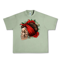 Oil Green bandana and roses skull Urban Heavy Tee - Jasminsmagicworld