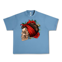 Pebble Blue bandana and roses skull Urban Heavy Tee - Jasminsmagicworld