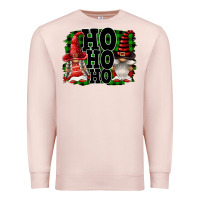 Pale Pink Ho Ho Ho Christmas Gnomes Premium Sweatshirt - FaDigitalArtStudio