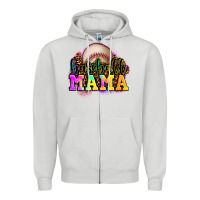 Dove Grey baseball mama Zipper Hoodie - OliviaCreatesArt
