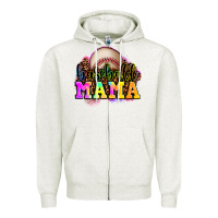 Oatmeal Heather baseball mama Zipper Hoodie - OliviaCreatesArt