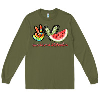 Army Green Peace love watermelon Long Sleeve Tee - NancyCooperArtShop
