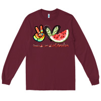 Burgundy Peace love watermelon Long Sleeve Tee - NancyCooperArtShop