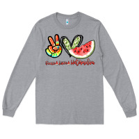 Heather Grey Peace love watermelon Long Sleeve Tee - NancyCooperArtShop