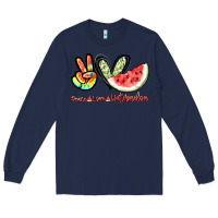Navy Peace love watermelon Long Sleeve Tee - NancyCooperArtShop