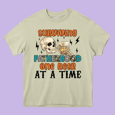 Surviving Fatherhood One Beer At A Time Heavy Core Tee Designed By Maliassmallbusiness