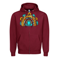 Burgundy western gemstones sunflowers rainbow Zipper Hoodie - OliviaCreatesArt